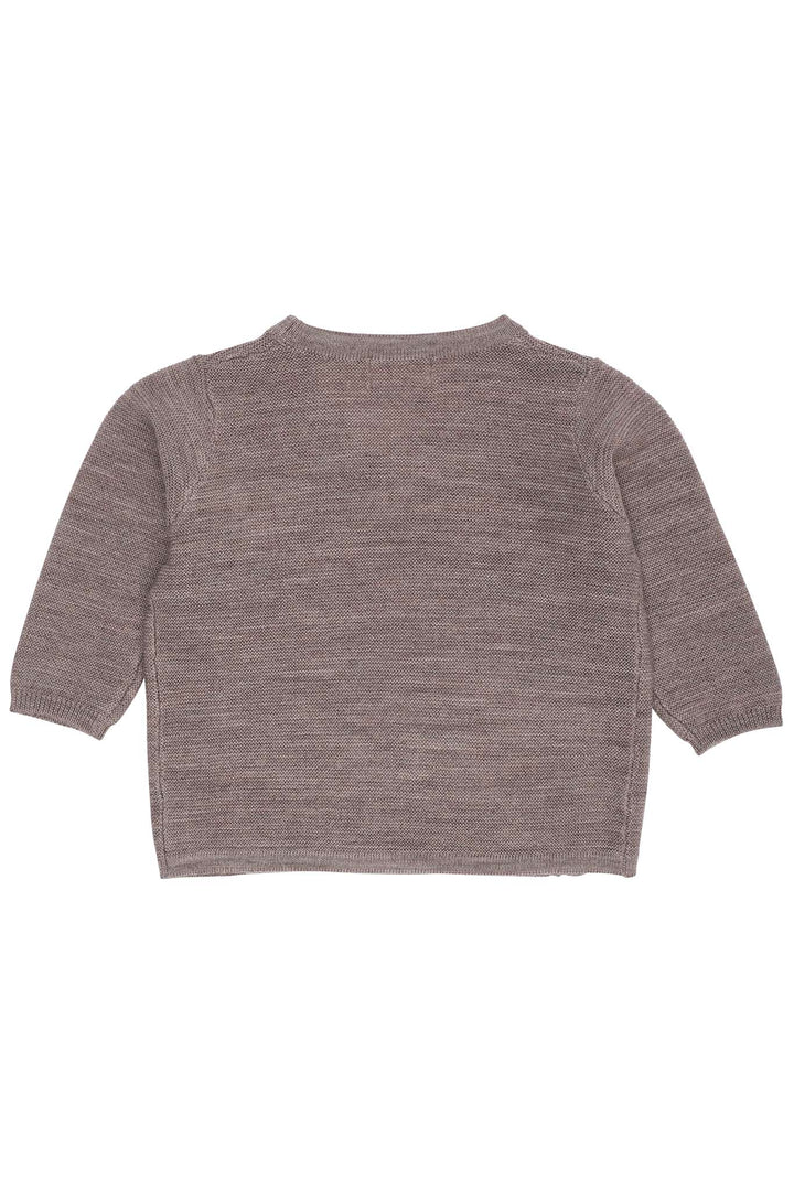 VRANGSTRIKKET BABY CARDIGAN I MERINOULD - NATURAL MEL