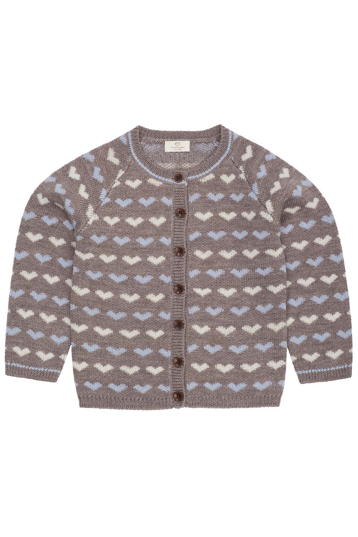HJERTE CARDIGAN I MERINOULD - NATURALMEL./DUSTY BLUE COMB