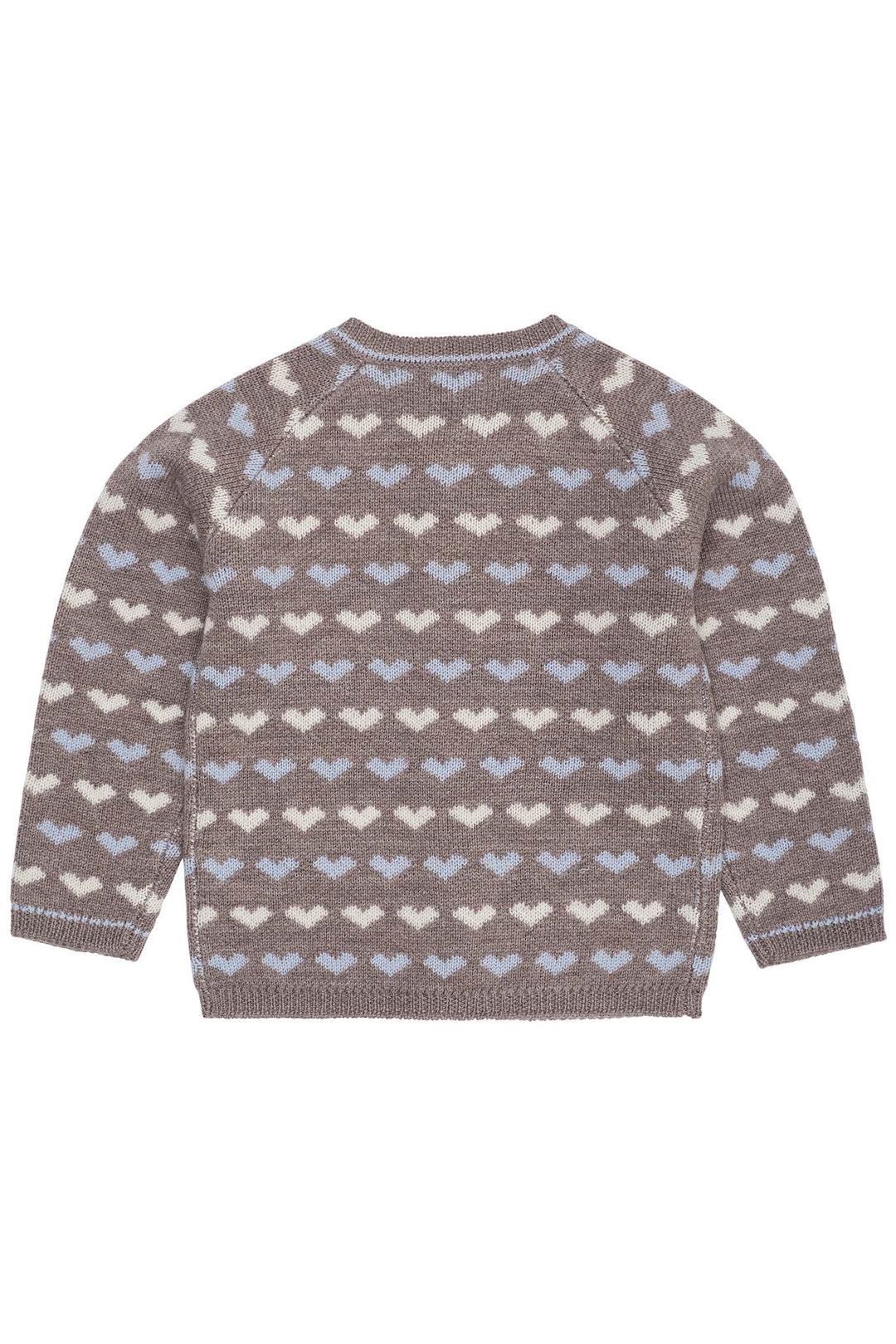 HJERTE CARDIGAN I MERINOULD - NATURALMEL./DUSTY BLUE COMB
