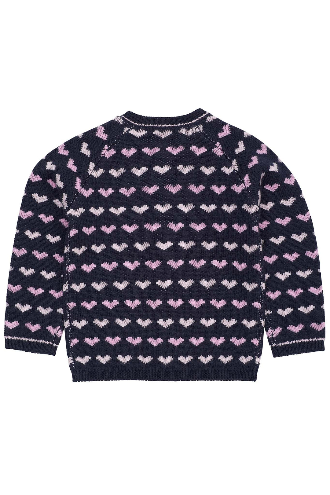 HJERTE CARDIGAN I MERINOULD - NAVY/BUBBLEGUM COMB