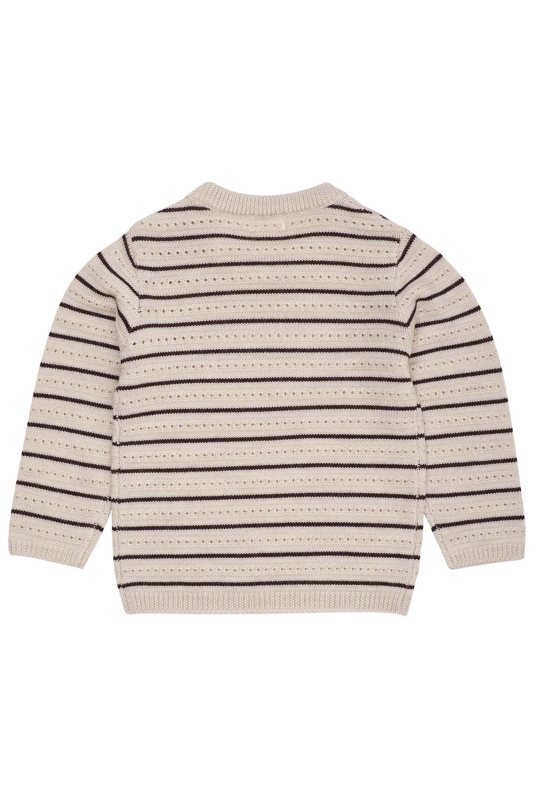BLUSE M. HULMØNSTER I MERINOULD - PALE CREAM MEL./DK BROWN COMB