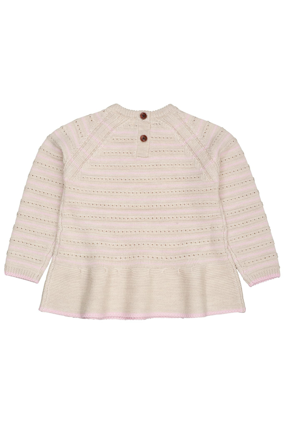 BLUSE M. HULMØNSTER OG SKØRT I MERINOULD - PALE CREAM MEL./BUBBLEGUM COMB