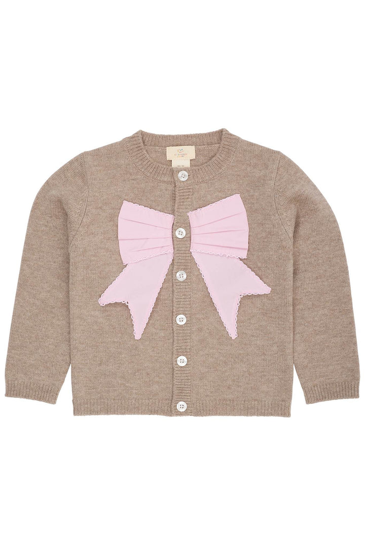CASHMERE CARDIGAN M POPLIN SLØJFE - SAND/LAVENDER COMB.