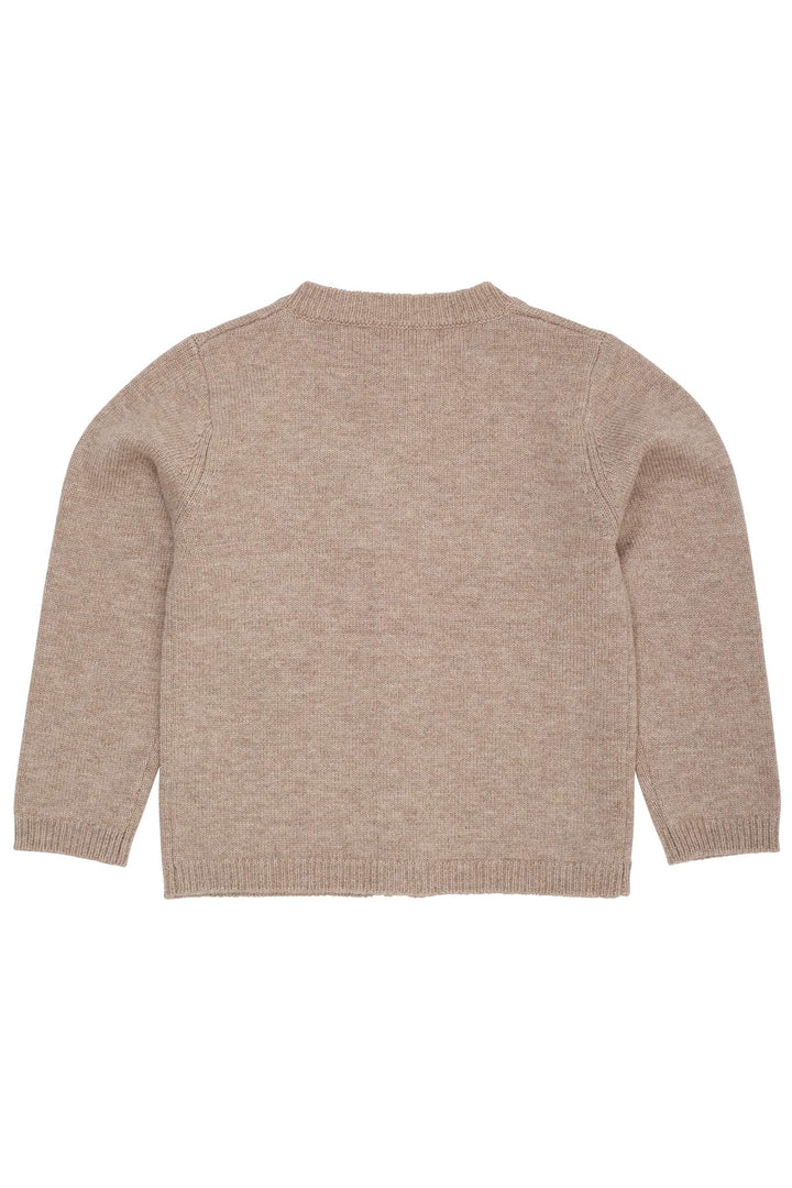 CASHMERE CARDIGAN M POPLIN SLØJFE - SAND/LAVENDER COMB.