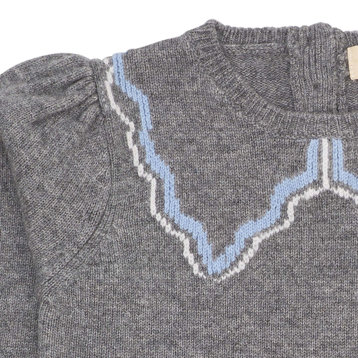 CASHMERE BLUSE M KRAVE - DK GREY/BLUE COMB.