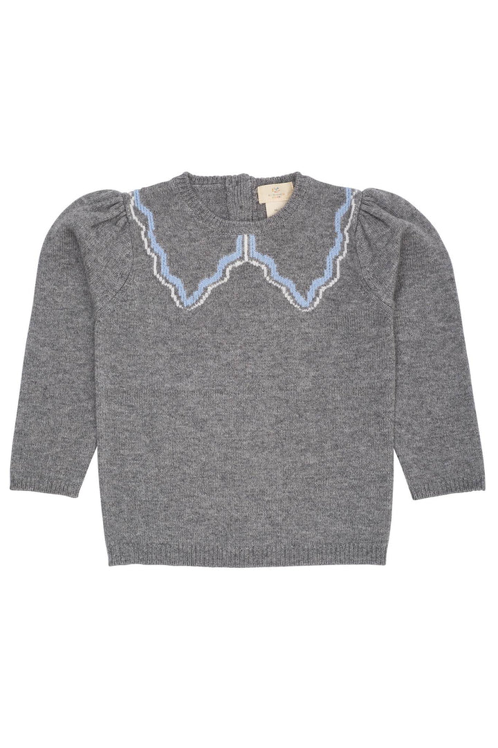 CASHMERE BLUSE M KRAVE - DK GREY/BLUE COMB.
