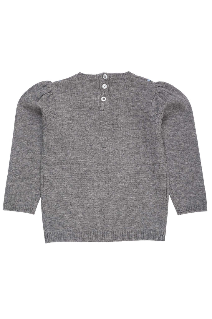 CASHMERE BLUSE M KRAVE - DK GREY/BLUE COMB.