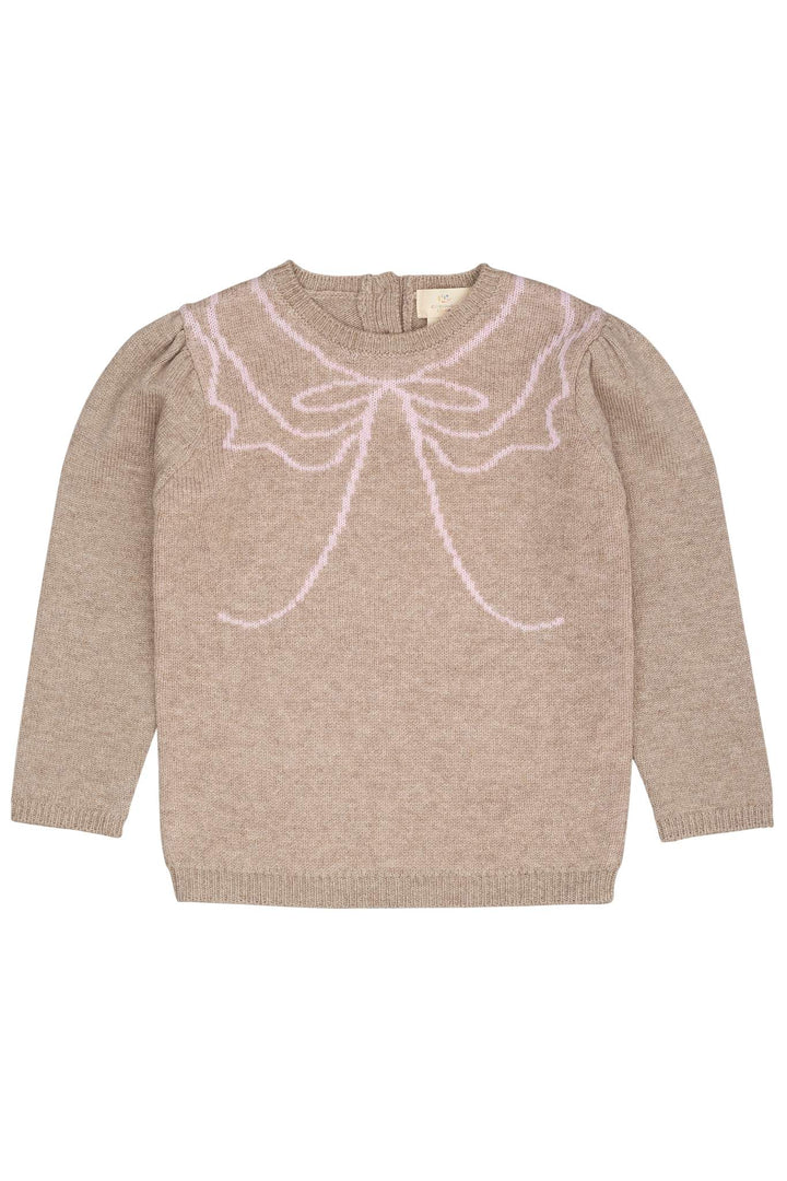 CASHMERE SLØJFE BLOUSE - SAND/BUBBLEGUM COMB.