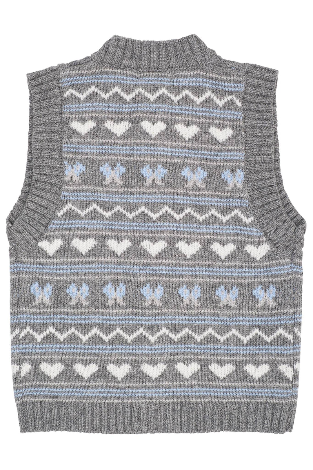 CASHMERE MØNSTERET VEST - DK GREY COMB