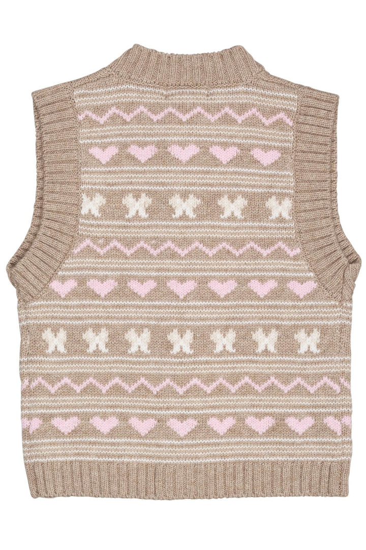 CASHMERE MØNSTERET VEST - SAND COMB.