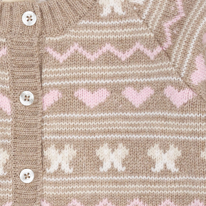 CASHMERE CARDIGAN M MØNSTER - SAND COMB.