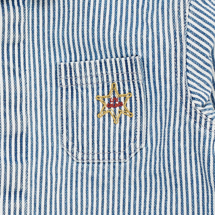STRIBET TWILL SKJORTE - DENIM BLUE STRIPE