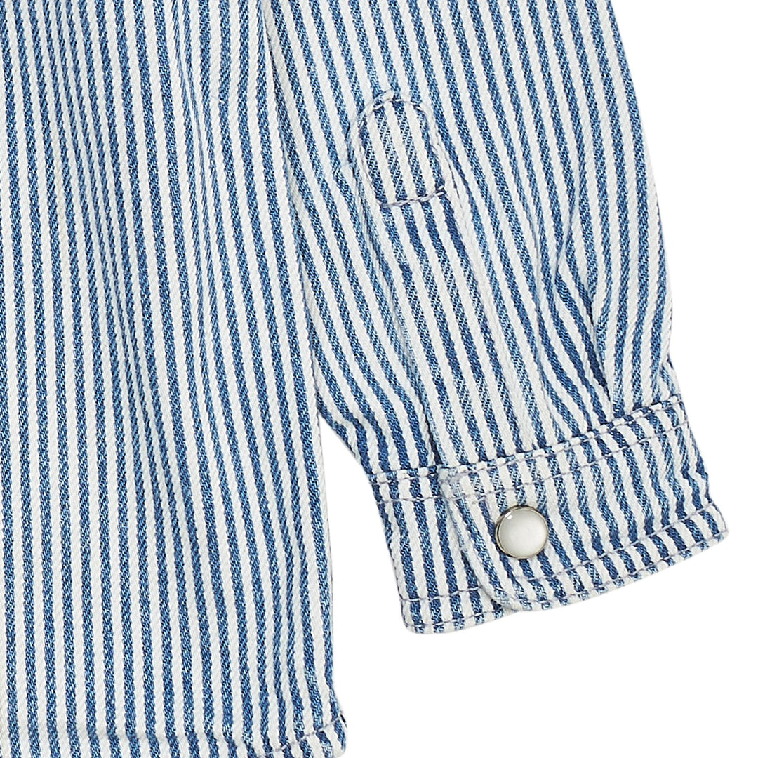 STRIBET TWILL SKJORTE - DENIM BLUE STRIPE