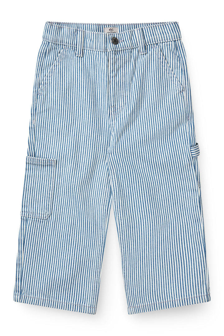 STRIBET DENIM CARGO BUKS M. JUSTERBAR TALJE - DENIM BLUE STRIPE EAGLE