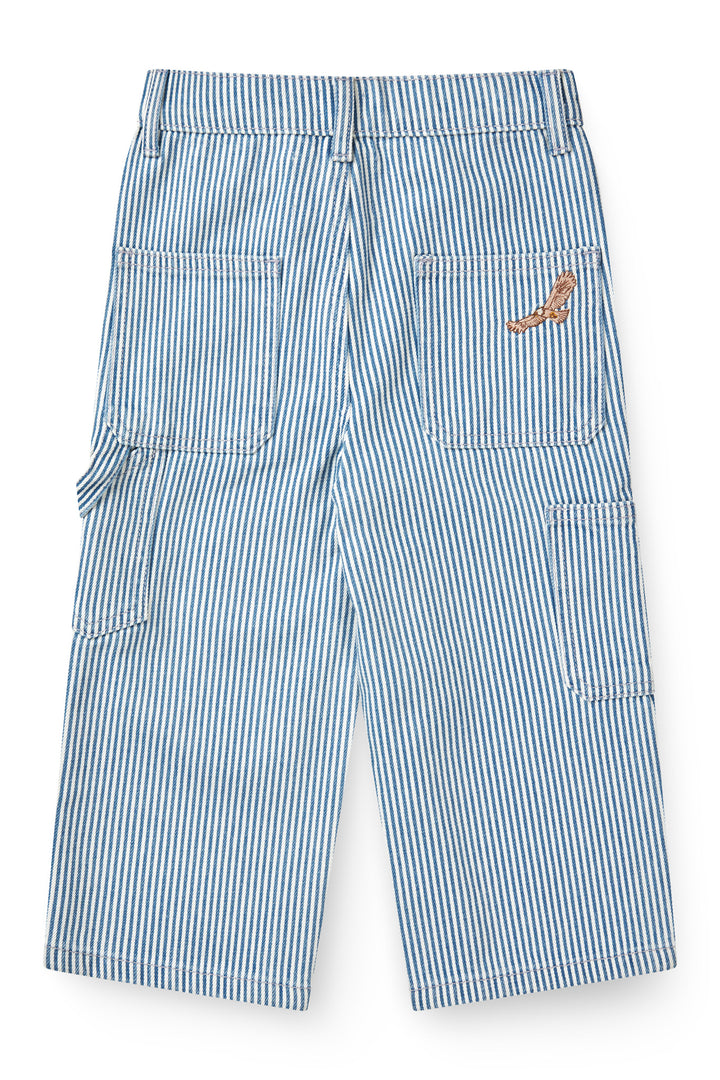 STRIBET DENIM CARGO BUKS M. JUSTERBAR TALJE - DENIM BLUE STRIPE EAGLE