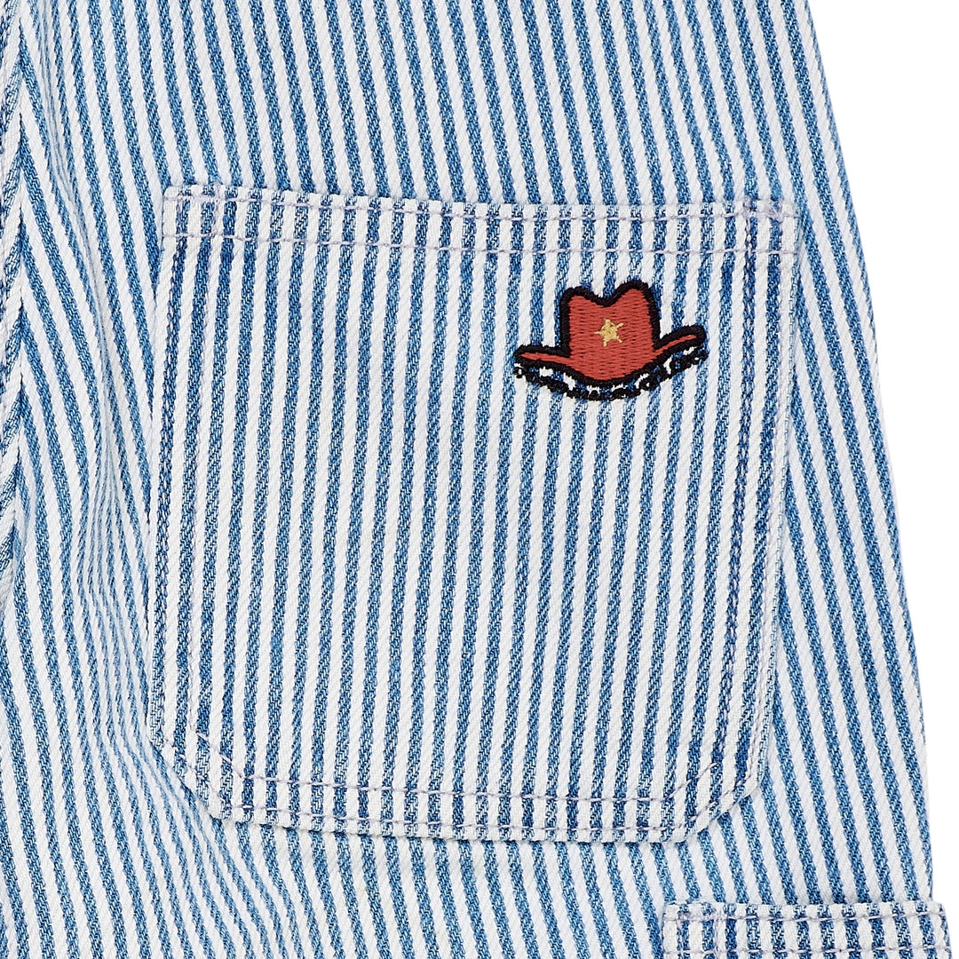 STRIBET DENIM CARGO BUKS M. JUSTERBAR TALJE - DENIM BLUE STRIPE