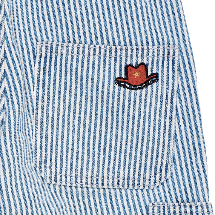 STRIBET DENIM CARGO BUKS M. JUSTERBAR TALJE - DENIM BLUE STRIPE