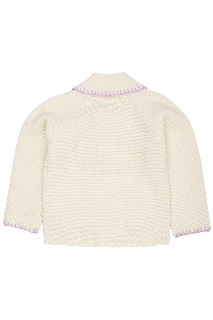LAMMEULDS CARDIGAN M KRAVE - CREAM/LAVENDER COMB