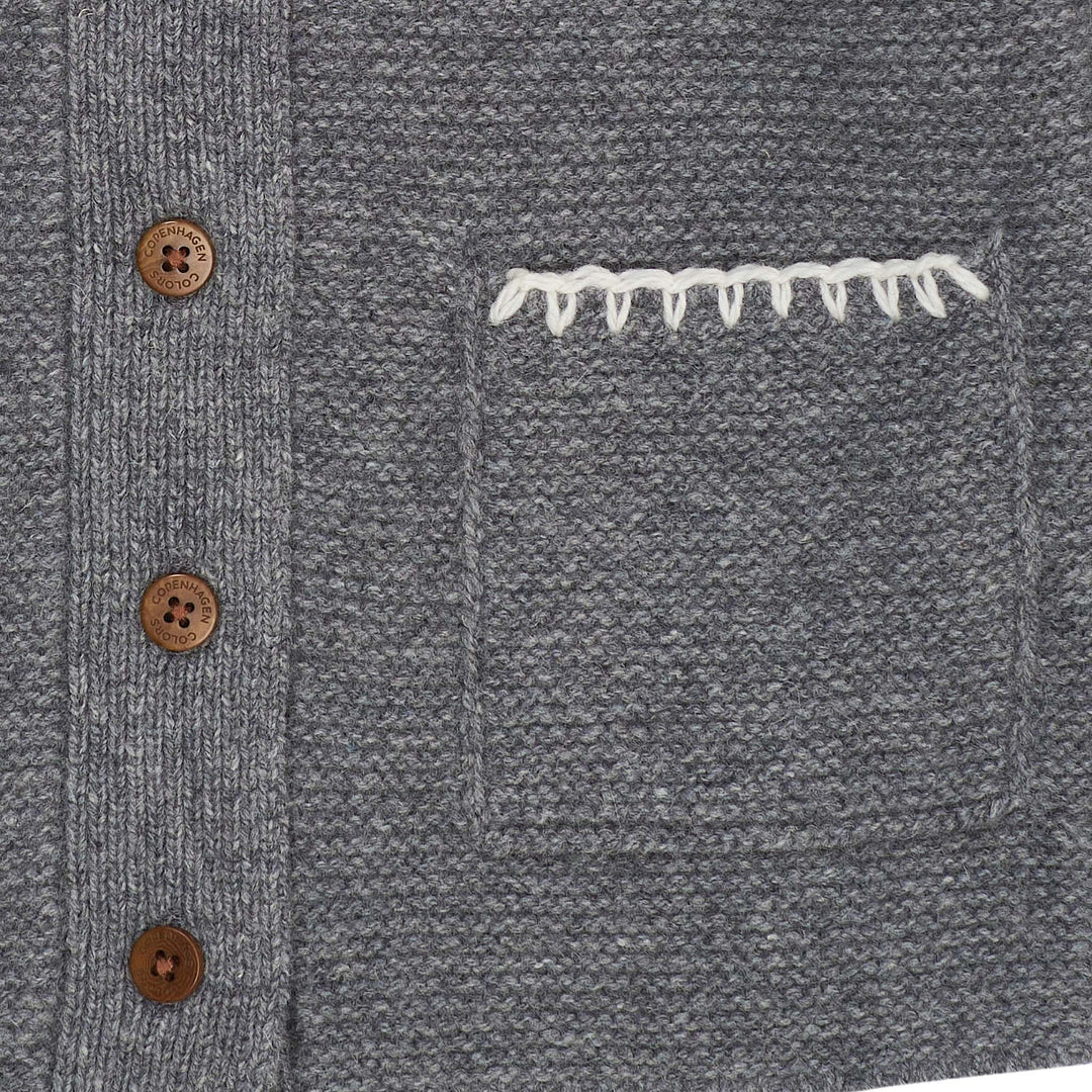 LAMMEULDS CARDIGAN M KRAVE - DK GREY/CREAM COMB.