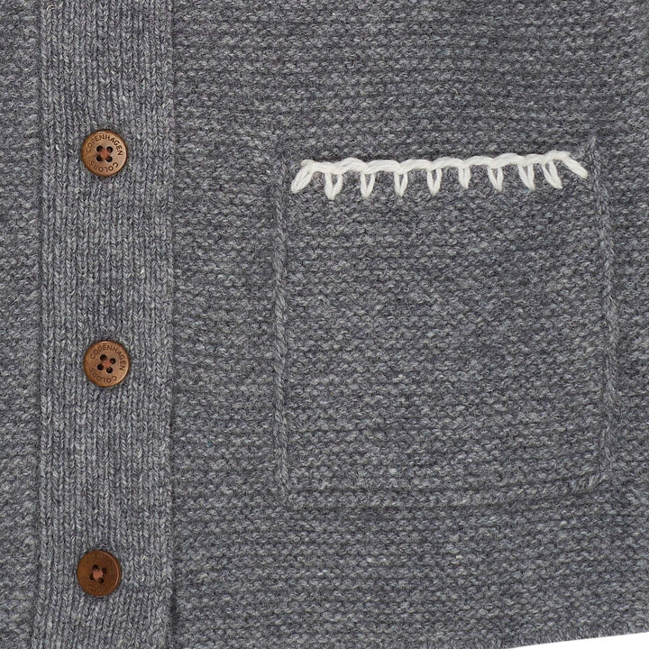 LAMMEULDS CARDIGAN M KRAVE - DK GREY/CREAM COMB.