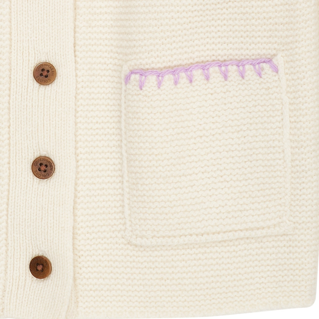 LAMMEULDS CARDIGAN M KRAVE - CREAM/LAVENDER COMB
