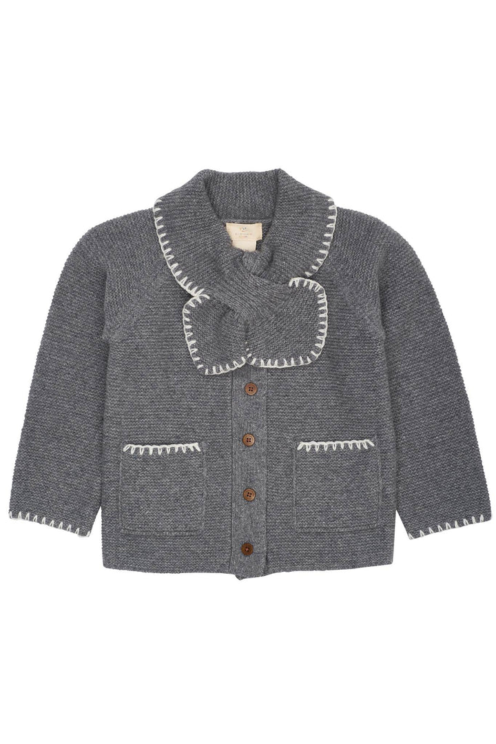 LAMMEULDS CARDIGAN M KRAVE - DK GREY/CREAM COMB.