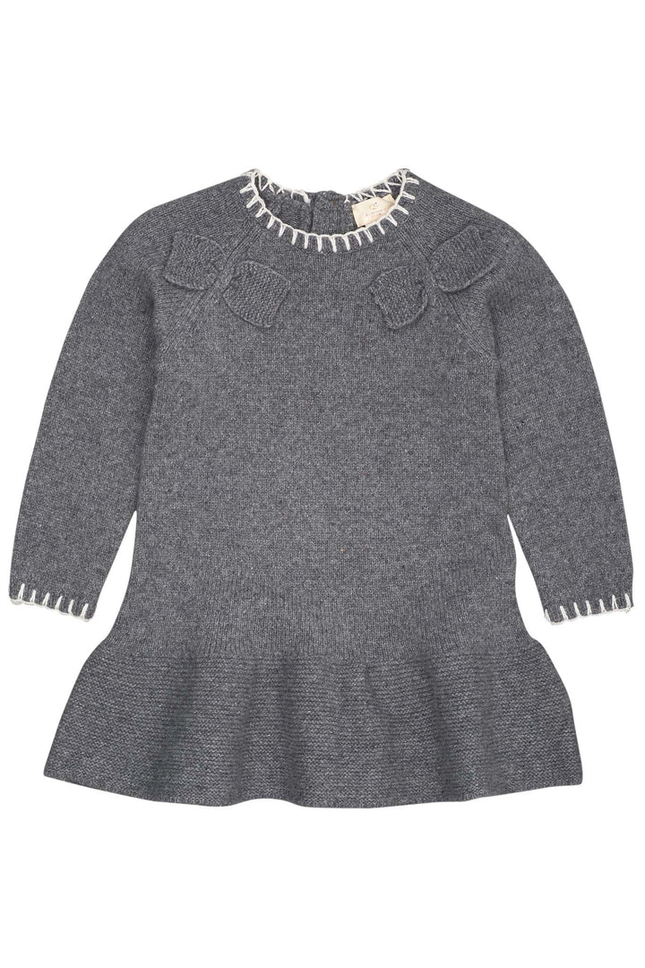 LAMMEULD KJOLE MED SLØJFE - DK GREY/CREAM COMB.