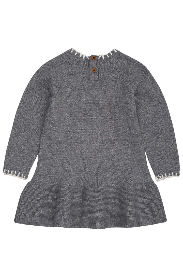 LAMMEULD KJOLE MED SLØJFE - DK GREY/CREAM COMB.