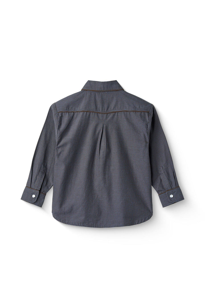 TERNET COWBOY SKJORTE - BROWN BLUE CHECK COMB
