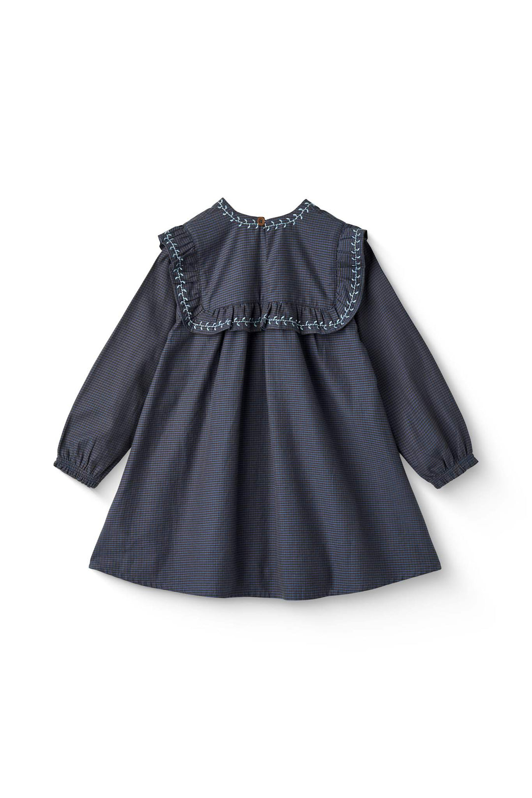 TERNET KJOLE M. BRODERI OG FLÆS - BROWN BLUE CHECK COMB