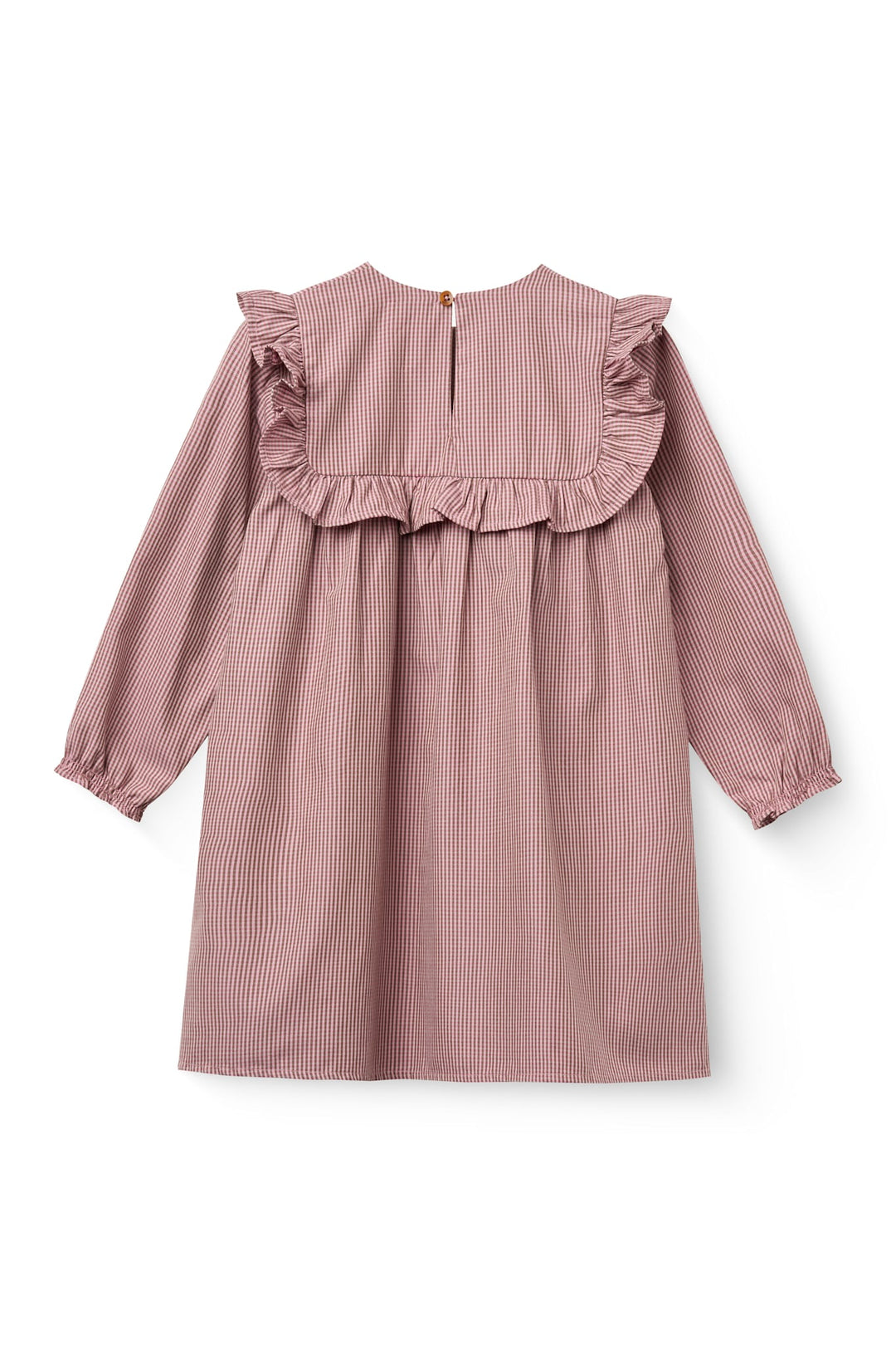 Langærmet kjole med broderi - WINTER ROSE CHECK COMB