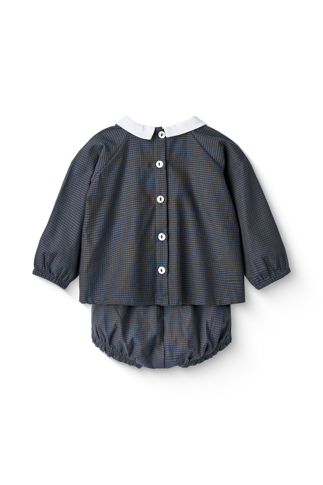 TERNET BABY-SÆT M. BLUSE OG BLOOMER - BROWN BLUE CHECK COMB
