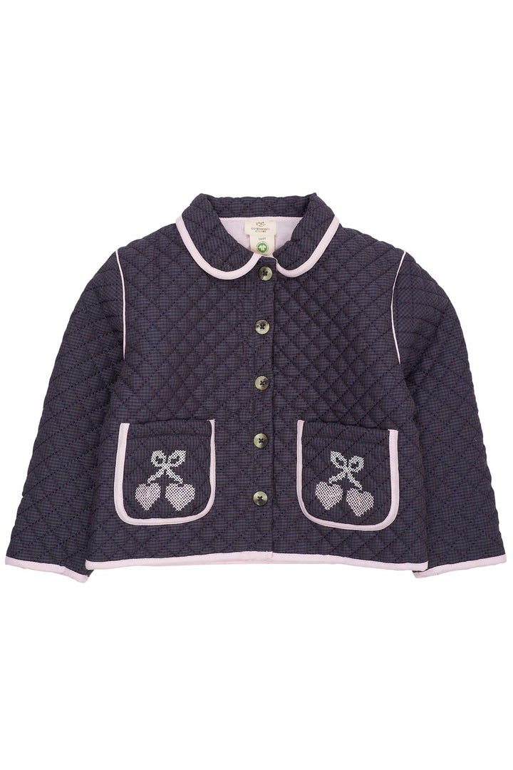 TERNET JAKKE M. QUILT OG BRODERI - BROWN BLUE CHECK COMB