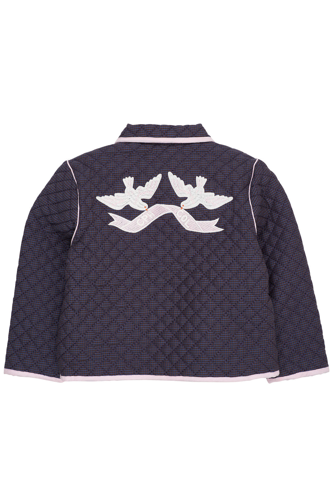 TERNET JAKKE M. QUILT OG BRODERI - BROWN BLUE CHECK COMB