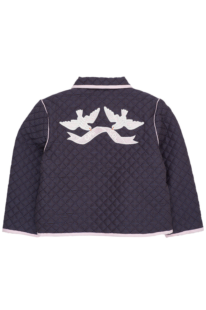 TERNET JAKKE M. QUILT OG BRODERI - BROWN BLUE CHECK COMB