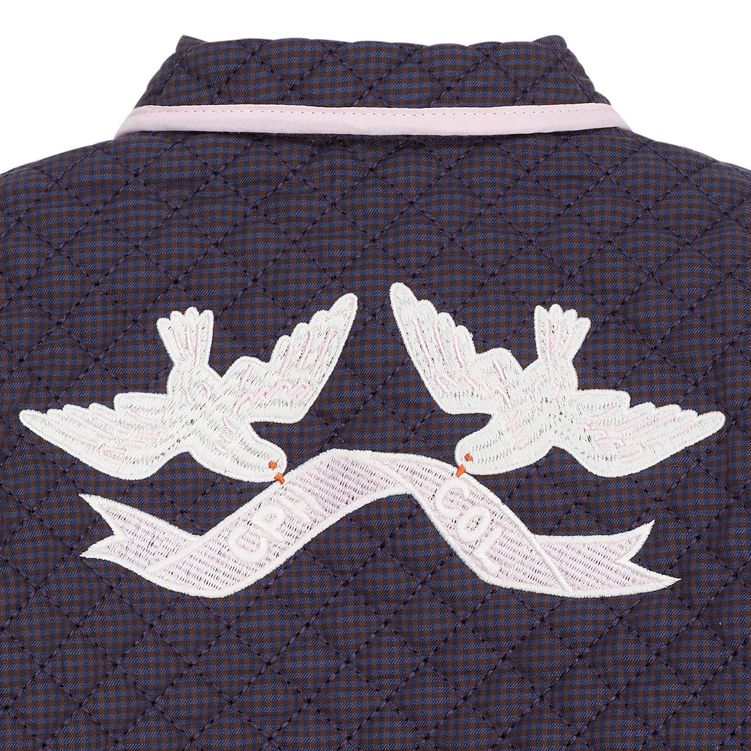 TERNET JAKKE M. QUILT OG BRODERI - BROWN BLUE CHECK COMB