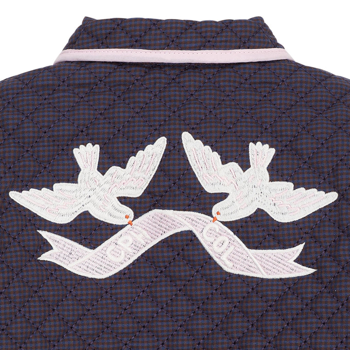 TERNET JAKKE M. QUILT OG BRODERI - BROWN BLUE CHECK COMB