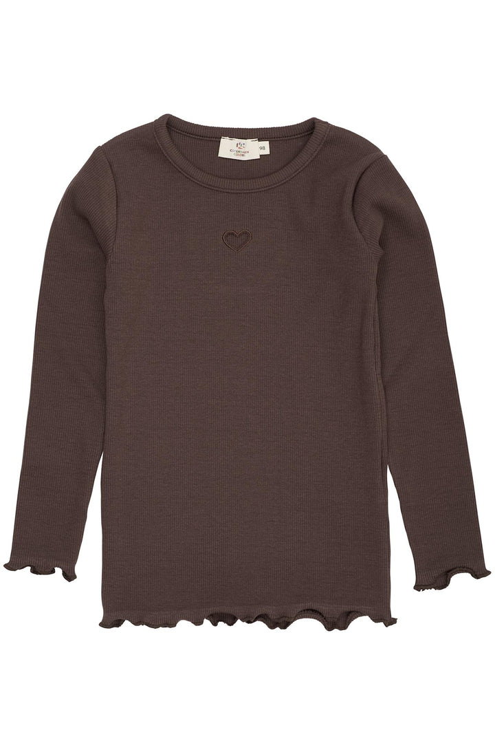 MODAL RIB T-SHIRT M. BRODERI - DK BROWN