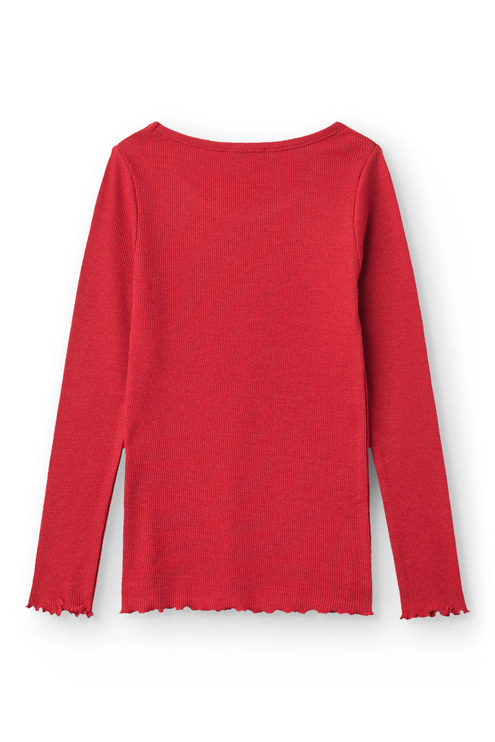 Modal Rib T-Shirt m. Broderi - Red