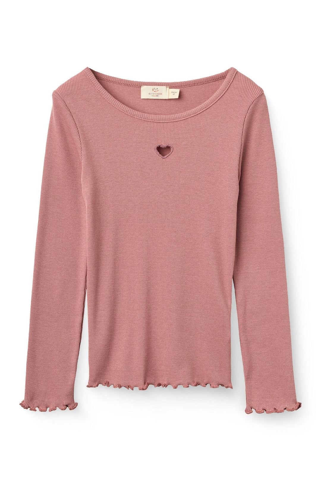 Modal Rib T-Shirt m. Broderi - Winter Rose
