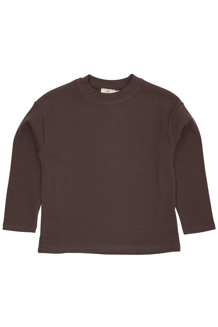 MODAL RIB BLUSE M LANGE ÆRMER - DK BROWN