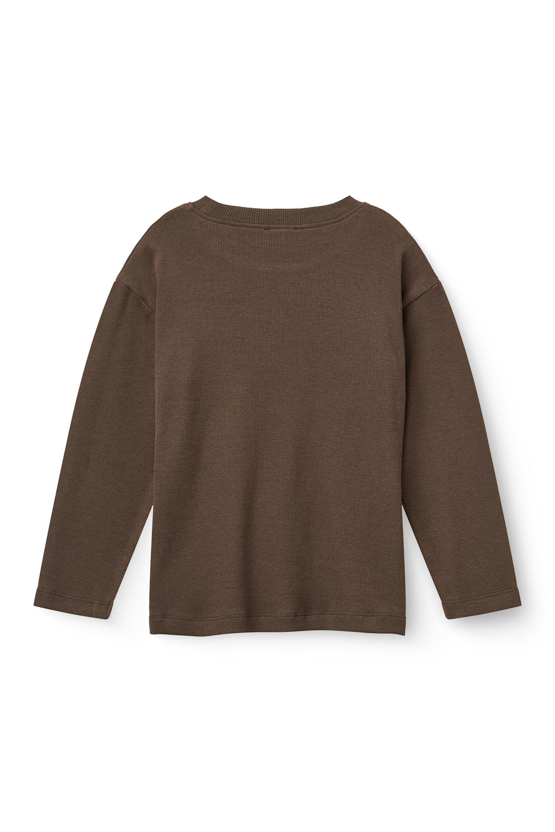 MODAL RIB BLUSE M LANGE ÆRMER - DK BROWN