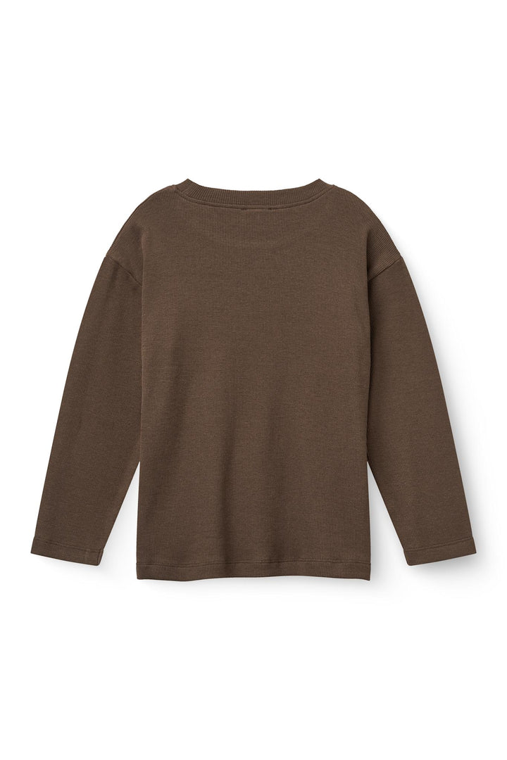 MODAL RIB BLUSE M LANGE ÆRMER - DK BROWN