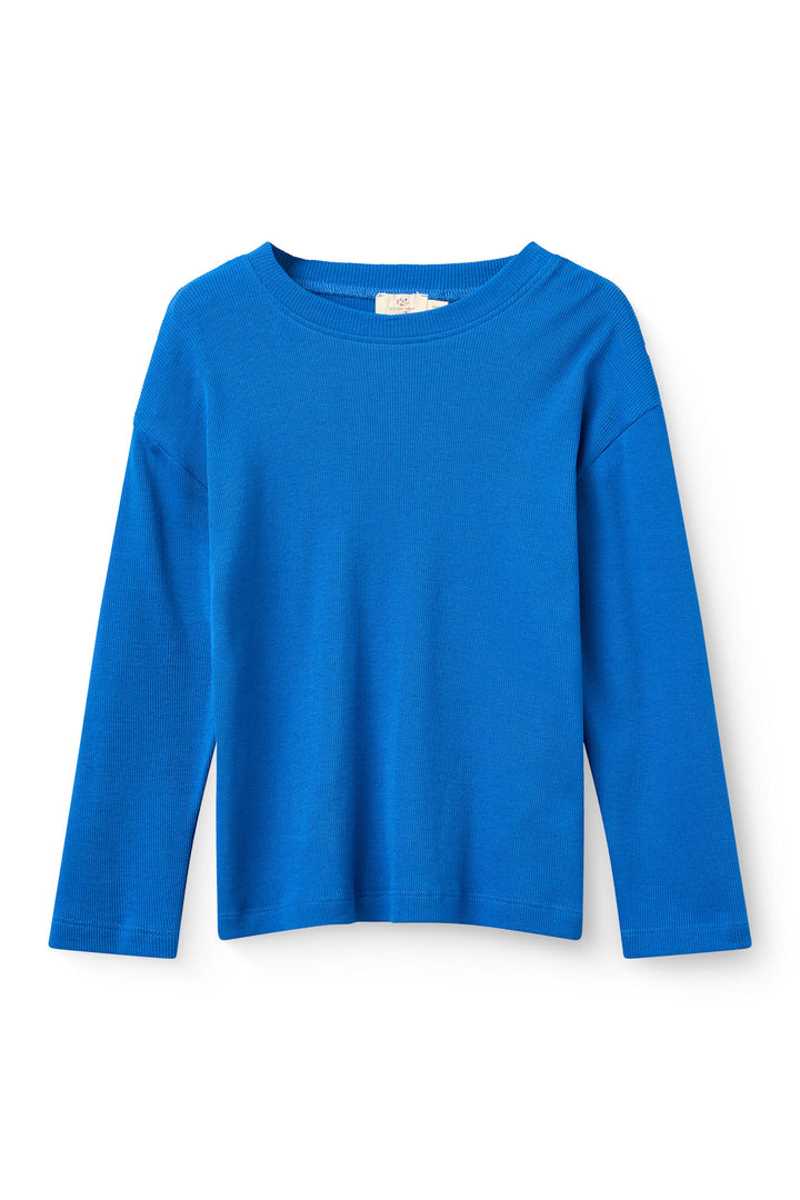 MODAL RIB BLUSE M LANGE ÆRMER - SHARP BLUE