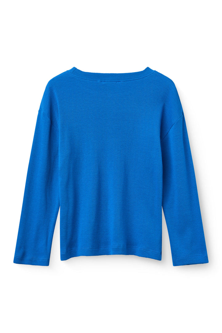 MODAL RIB BLUSE M LANGE ÆRMER - SHARP BLUE
