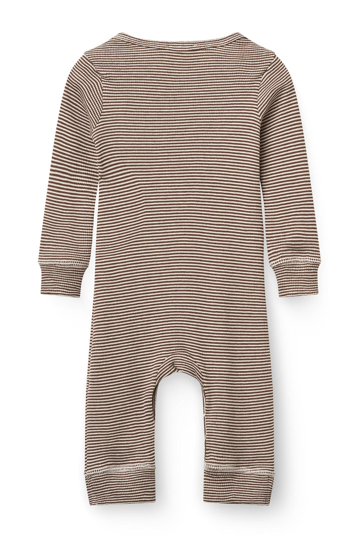 Modal Rib Heldragt - Dk. Brown/Cream Stripe