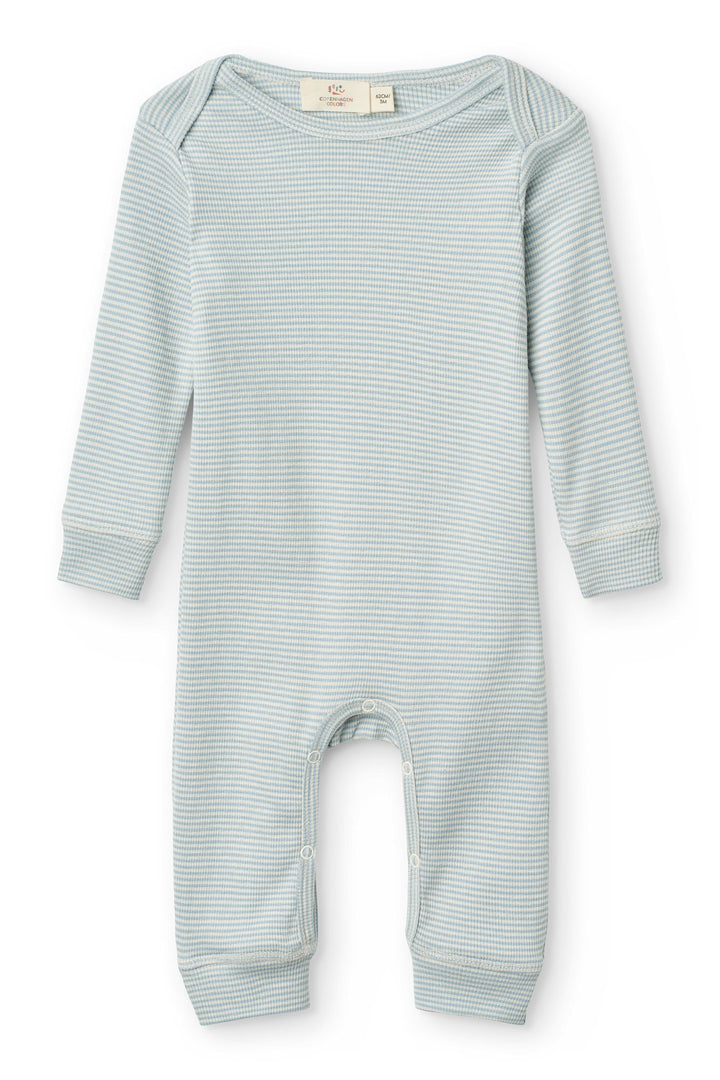 Modal Rib Heldragt - Dusty Blue/Cream Stripe
