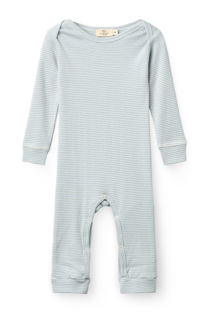 MODAL RIB HELDRAGT - DUSTY BLUE/CREAM STRIPE