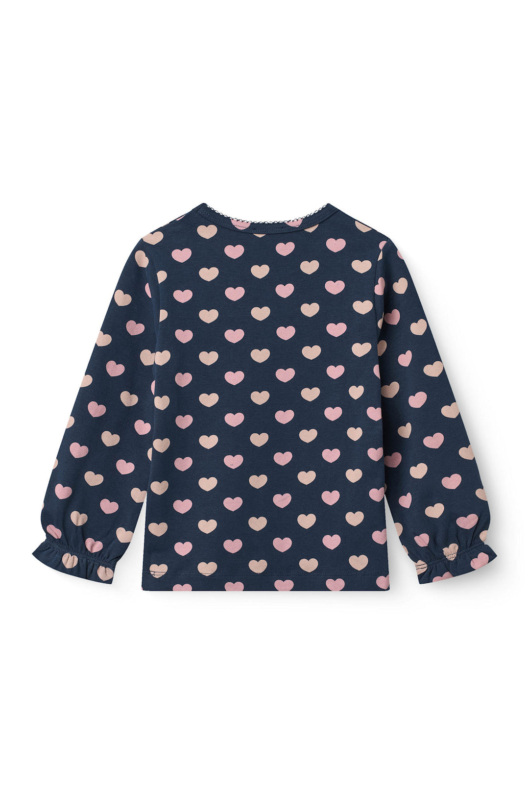 HEART AOP TEE LS W. PICOT - NAVY W BUBBLEGUM/CREAM