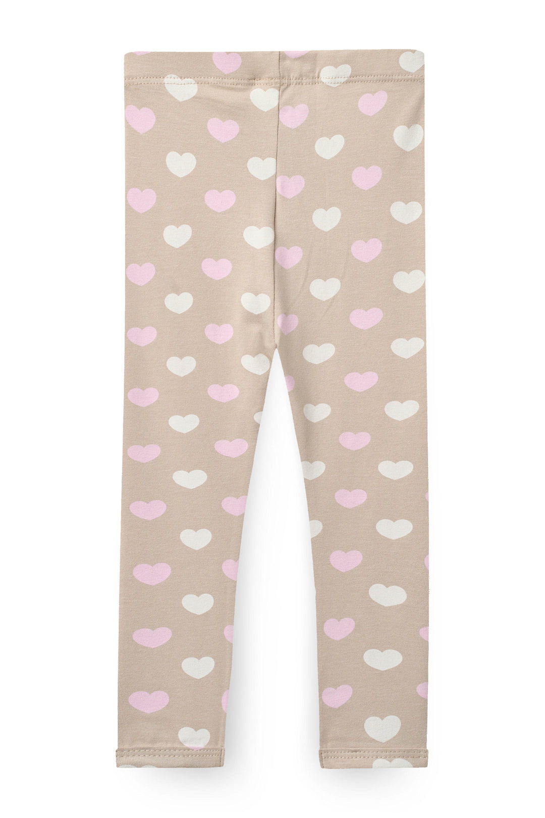 HEART AOP LEGGINS - BEIGE W. BUBBLEGUM/CREAM